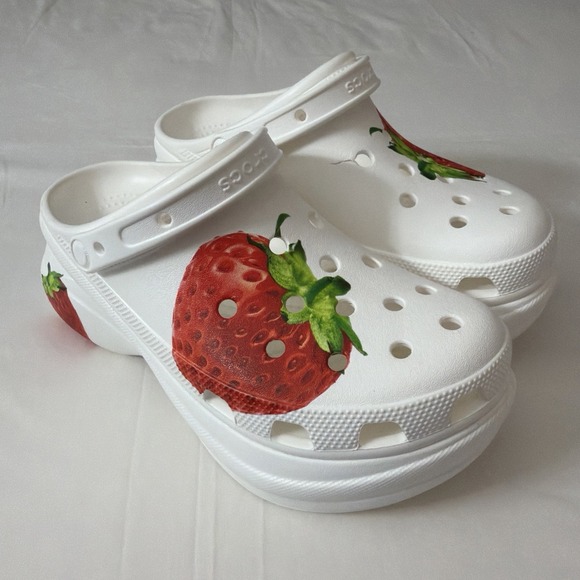 Crocs Bae Fresh Fruits Strawberries Platform White Clogs Wm's NWT DISC womens 11 - Picture 13 of 16